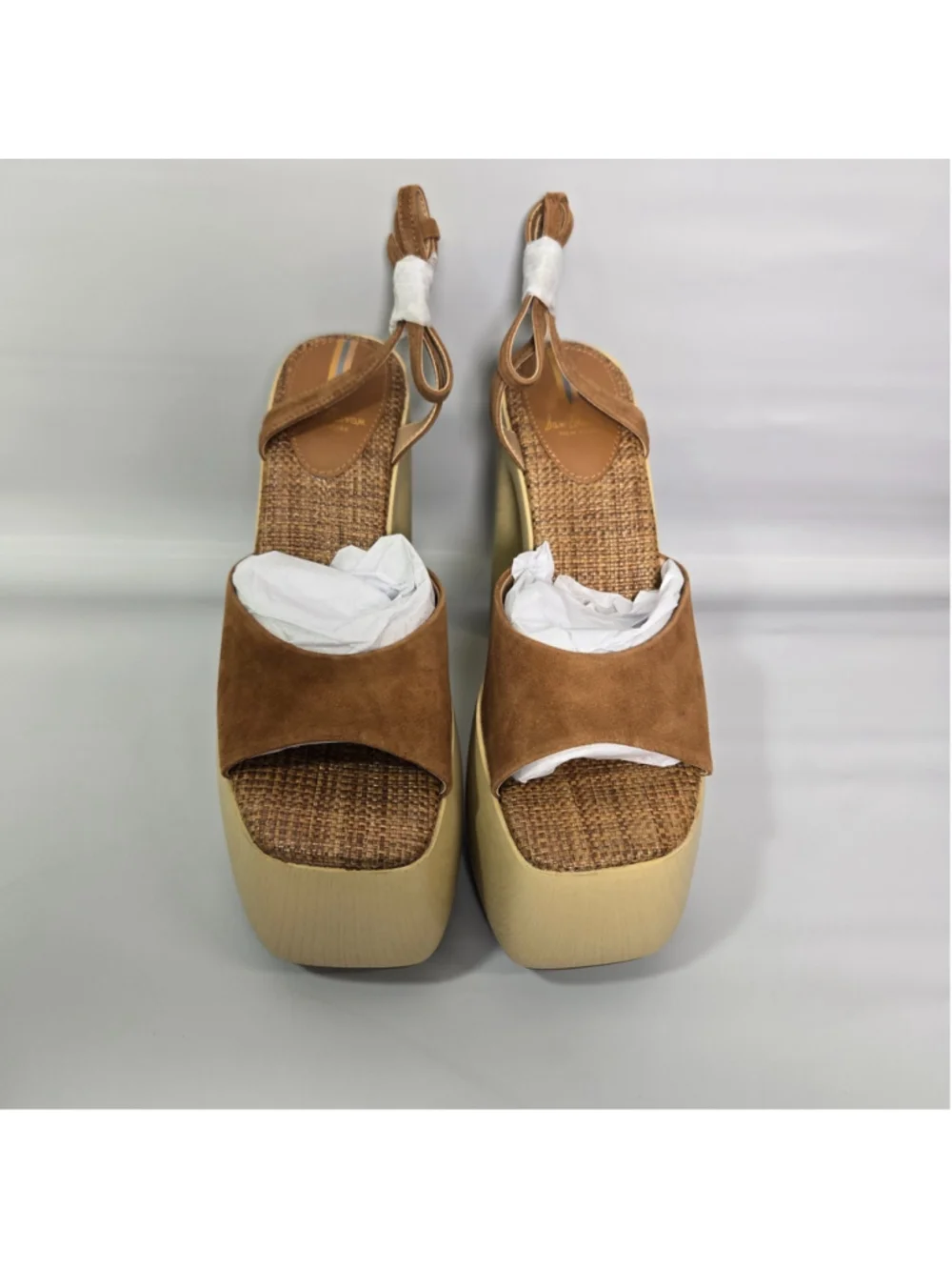 Sam Edelman Grayson Platform Sandals Womens 8.5 Brown Suede Wood NEW 70s retro